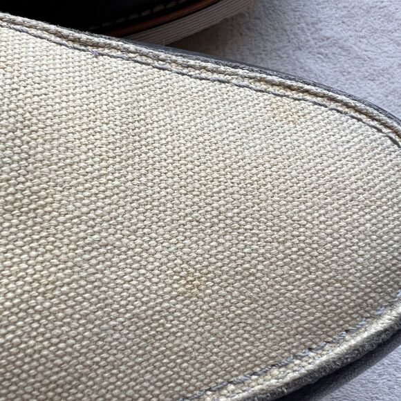 Marc Nolan Abe Navy Blue Leather & Tan Cream Canvas Loafers Men15 Slip On Boat - Picture 10 of 16